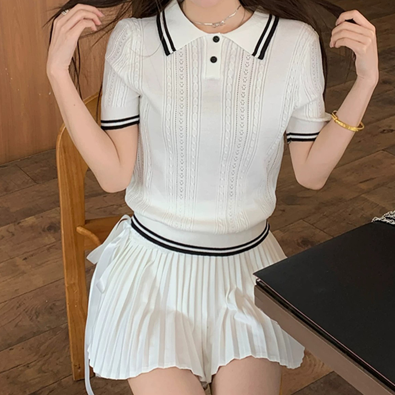 Short Sleeve Polo Neck Knit To - đánh giá và giá Golf Equipment Women