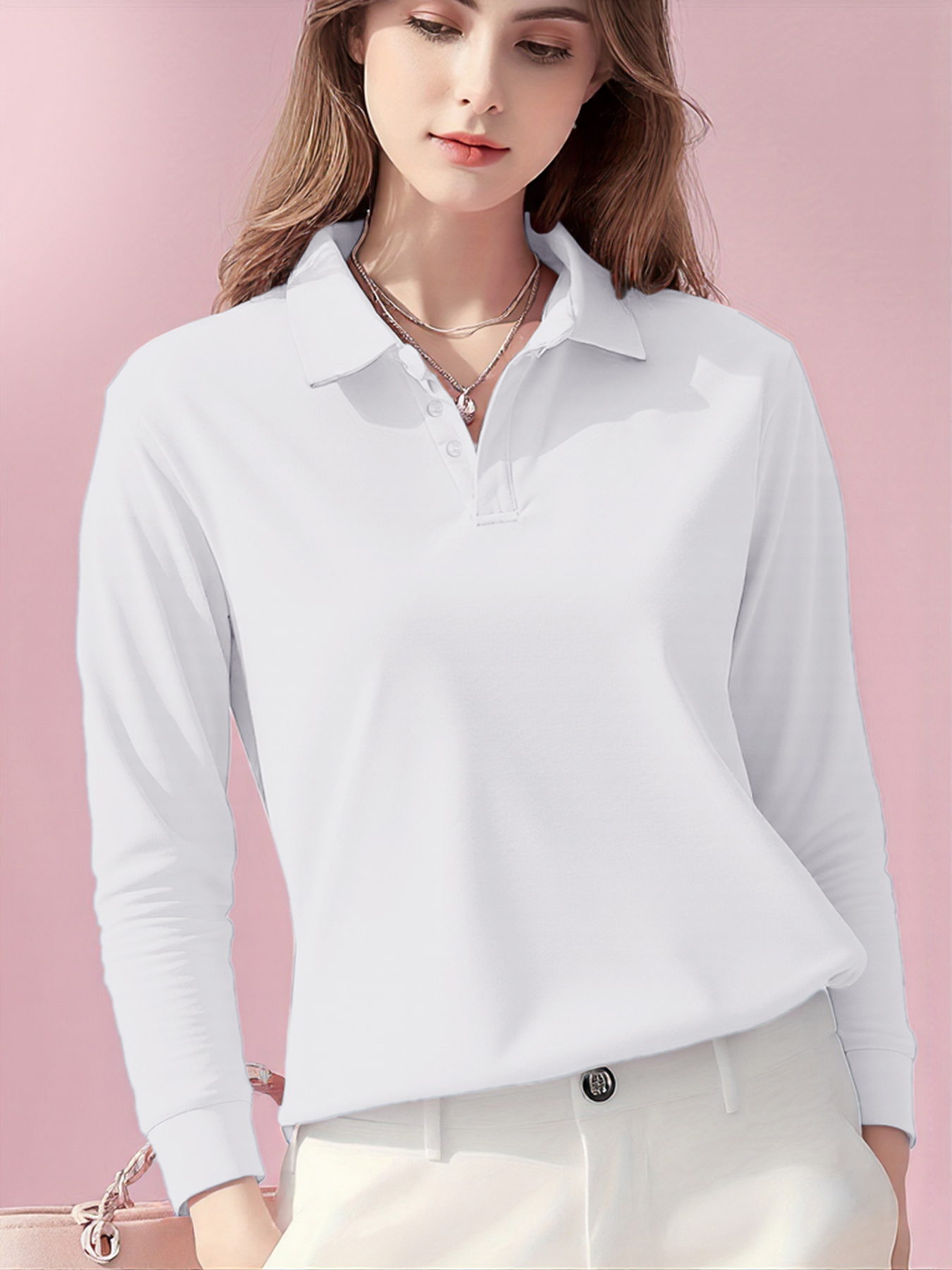 Autumn Solid Color Polo Shirts - đánh giá và giá Golf Equipment Women